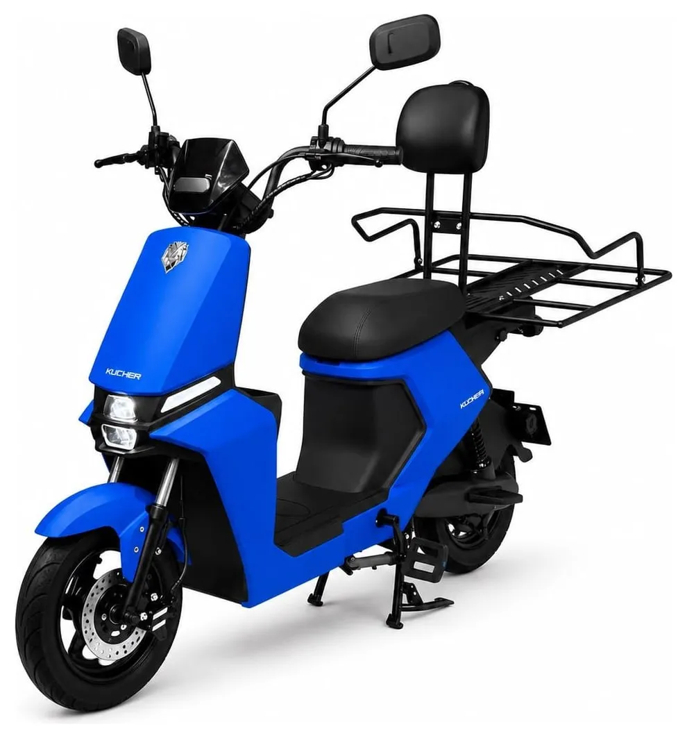 Kucher Courier e-⁠bike with a rack for delivery bags – blue
