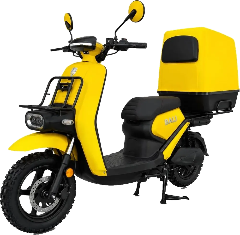 Kucher Bali e-⁠scooter with a delivery box – yellow