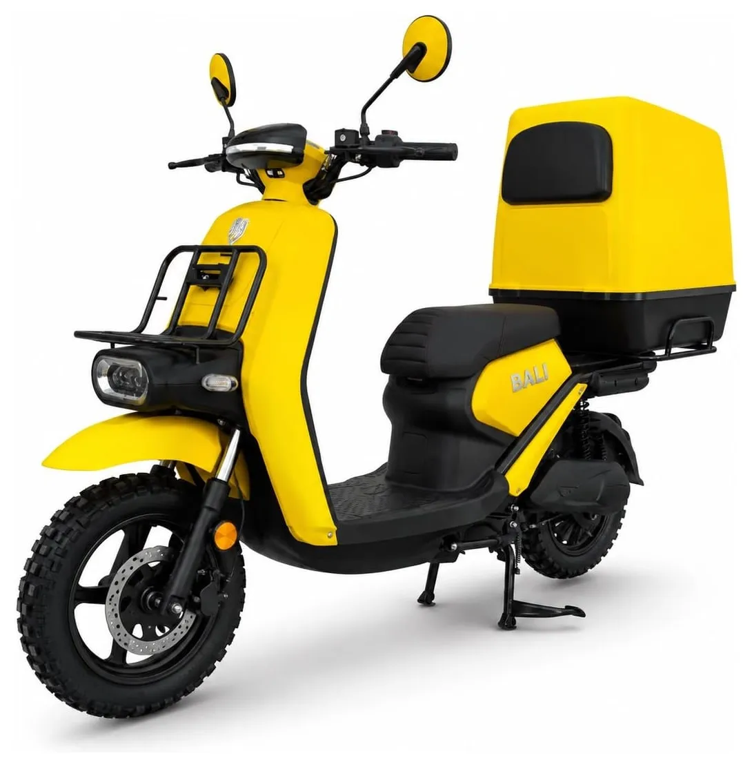 Kucher Bali e-⁠scooter with a delivery box – yellow