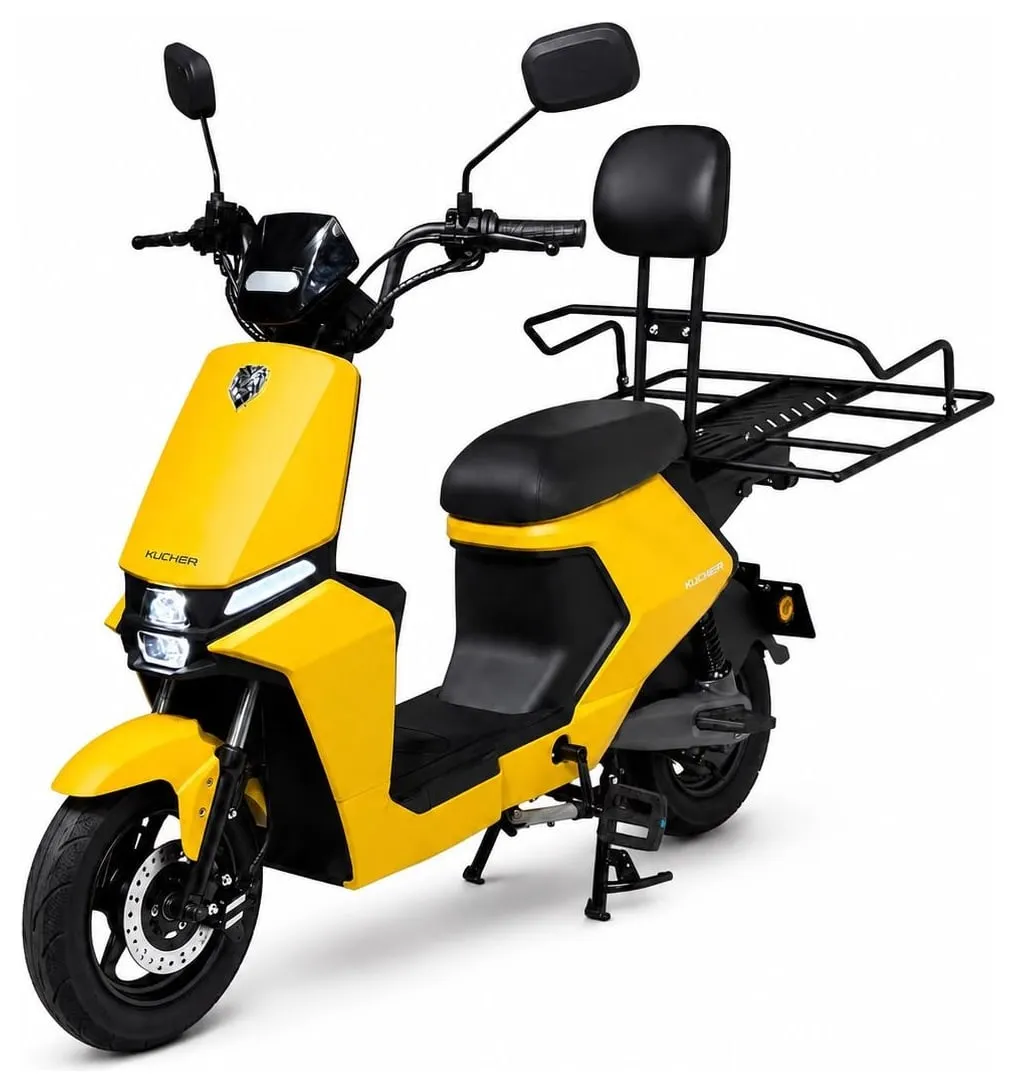 Kucher Courier e-⁠bike with a rack for delivery bags – yellow (View 1 of 2)